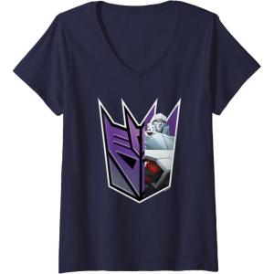 imageWomens Transformers EarthSpark Megatron Logo Fill VNeck TShirtNavy Blue