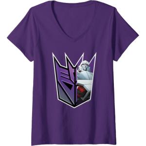 imageWomens Transformers EarthSpark Megatron Logo Fill VNeck TShirtPurple