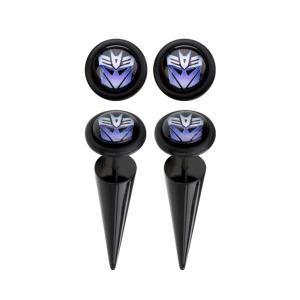 imageHasbro Officially Licensed Jewelry Unisex Transformers Decepticon Logo Faux Tapers18 Gauge Available in Black Color Sold in Pair Comes with Hanging Licensed Card