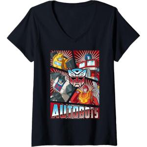 imageTransformers Autobots Cut Up Retro Vintage Panels VNeck TShirtBlack