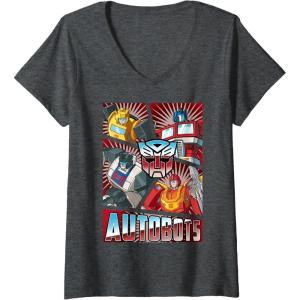 imageTransformers Autobots Cut Up Retro Vintage Panels VNeck TShirtDark Heather Grey