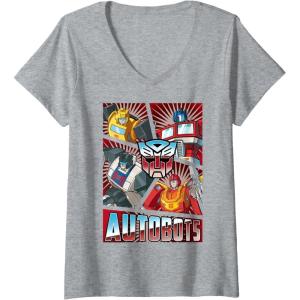 imageTransformers Autobots Cut Up Retro Vintage Panels VNeck TShirtHeather Grey