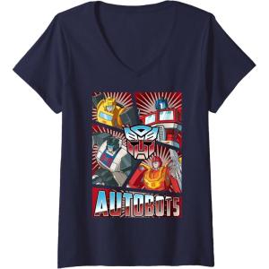 imageTransformers Autobots Cut Up Retro Vintage Panels VNeck TShirtNavy Blue