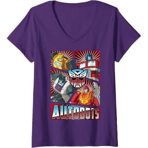 imageTransformers Autobots Cut Up Retro Vintage Panels VNeck TShirtPurple