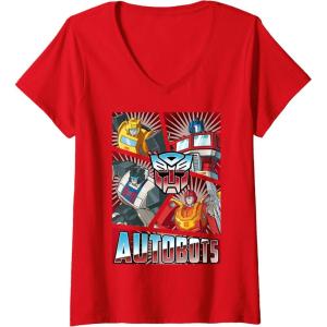 imageTransformers Autobots Cut Up Retro Vintage Panels VNeck TShirtRed