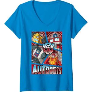 imageTransformers Autobots Cut Up Retro Vintage Panels VNeck TShirtSapphire Blue