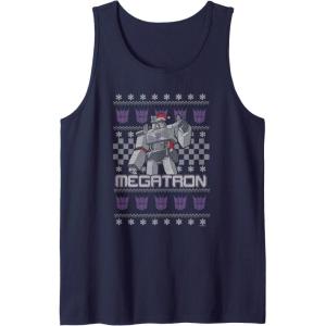 imageTransformers Christmas Megatron Ugly Sweater Tank TopNavy Blue