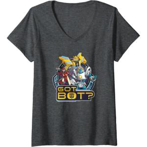imageTransformers EarthSpark Autobots Got Bot VNeck TShirtDark Heather Grey