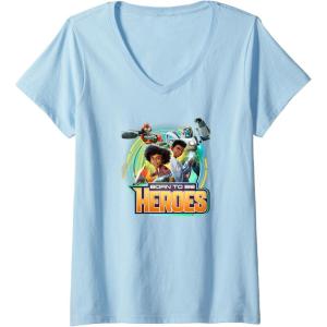 imageTransformers EarthSpark Born To Be Heroes VNeck TShirtBaby Blue