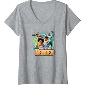 imageTransformers EarthSpark Born To Be Heroes VNeck TShirtHeather Grey