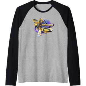 imageTransformers EarthSpark Bumblebee Badge Raglan Baseball TeeBlackAthletic Heather