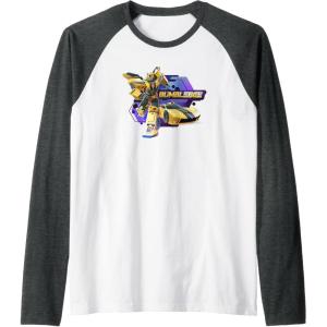 imageTransformers EarthSpark Bumblebee Badge Raglan Baseball TeeDark Heather GreyWhite