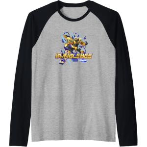 imageTransformers EarthSpark Bumblebee Hero Pose Raglan Baseball TeeBlackAthletic Heather