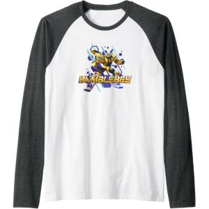 imageTransformers EarthSpark Bumblebee Hero Pose Raglan Baseball TeeDark Heather GreyWhite