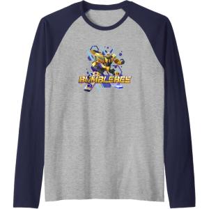 imageTransformers EarthSpark Bumblebee Hero Pose Raglan Baseball TeeNavy BlueAthletic Heather