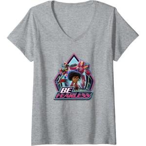 imageTransformers EarthSpark Group Shot Be Fearless VNeck TShirtHeather Grey