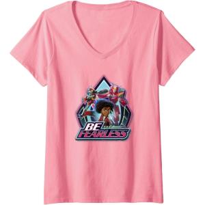 imageTransformers EarthSpark Group Shot Be Fearless VNeck TShirtPink