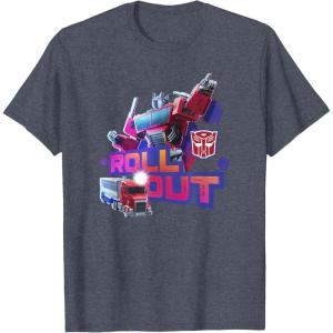 imageTransformers EarthSpark Optimus Prime Leader Pose TShirtHeather Blue