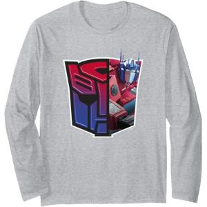 imageTransformers EarthSpark Optimus Prime Logo Fill Long Sleeve TShirtHeather Grey