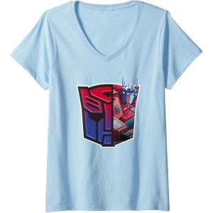 imageTransformers EarthSpark Optimus Prime Logo Fill VNeck TShirtBaby Blue
