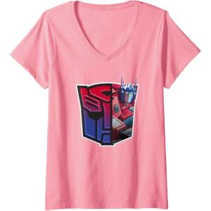 imageTransformers EarthSpark Optimus Prime Logo Fill VNeck TShirtPink
