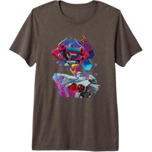 imageTransformers EarthSpark Optimus Prime VS Megatron Premium TShirtBrown