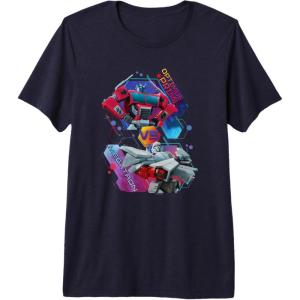 imageTransformers EarthSpark Optimus Prime VS Megatron Premium TShirtNavy Blue