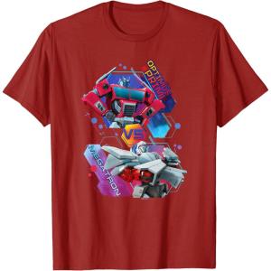 imageTransformers EarthSpark Optimus Prime VS Megatron TShirtCranberry Red