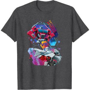 imageTransformers EarthSpark Optimus Prime VS Megatron TShirtDark Heather Grey
