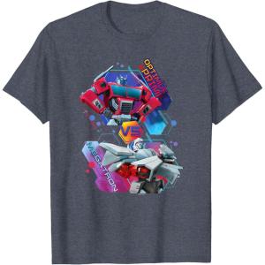 imageTransformers EarthSpark Optimus Prime VS Megatron TShirtHeather Blue