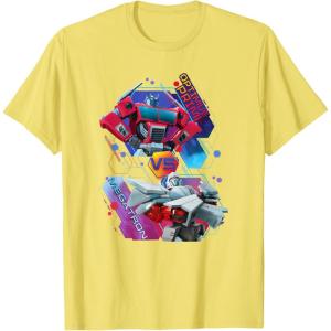 imageTransformers EarthSpark Optimus Prime VS Megatron TShirtLemon Yellow