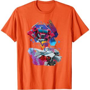 imageTransformers EarthSpark Optimus Prime VS Megatron TShirtOrange