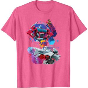 imageTransformers EarthSpark Optimus Prime VS Megatron TShirtPink Heather