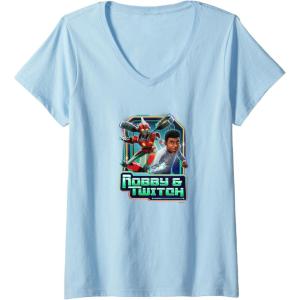 imageTransformers EarthSpark Robby ampamp Twitch Poster VNeck TShirtBaby Blue