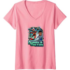 imageTransformers EarthSpark Robby ampamp Twitch Poster VNeck TShirtPink