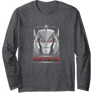 imageTransformers Megatron Good To Be Bad Long Sleeve TShirtDark Heather Grey