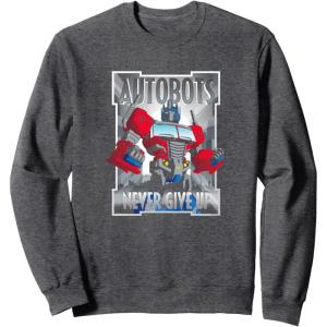 imageTransformers Optimus Prime Autobots Never Give Up SweatshirtDark Heather Grey