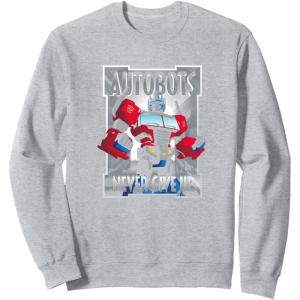 imageTransformers Optimus Prime Autobots Never Give Up SweatshirtHeather Grey