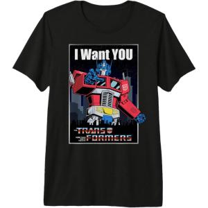 imageTransformers Optimus Prime I Want You Retro Black Cartoon TShirtBlack