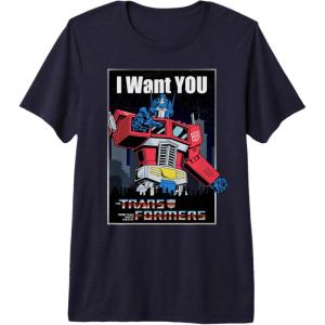 imageTransformers Optimus Prime I Want You Retro Black Cartoon TShirtNavy Blue