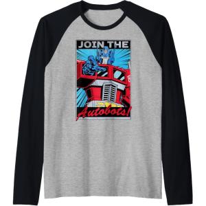 imageTransformers Optimus Prime Join The Autobots Retro Poster Raglan Baseball TeeBlackAthletic Heather