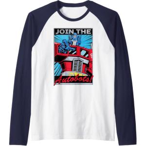 imageTransformers Optimus Prime Join The Autobots Retro Poster Raglan Baseball TeeNavy BlueWhite