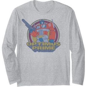imageTransformers Optimus Prime Retro Portrait Long Sleeve TShirtHeather Grey