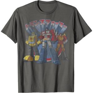 imageTransformers Retro Distressed Kanji Autobots Group Poster TShirtAsphalt Grey