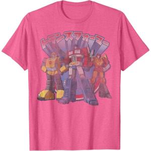 imageTransformers Retro Distressed Kanji Autobots Group Poster TShirtPink Heather