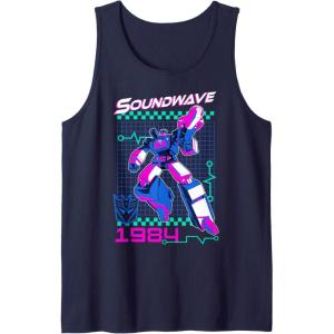 imageTransformers Soundwave 1984 Retro Grid Logo Tank TopNavy Blue