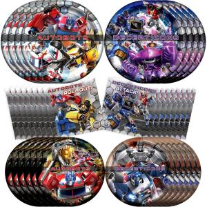 imageTreasures Gifted Officially Licensed Transformers Party Supplies  Serves 16 Guests  Dinnerware Starter Set Transformers Birthday Party Supplies  Transformers Party Decorations  Plates and NapkinsServes 32