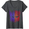 imageWomens Transformers Decepticon Autobot Distressed Split Logo VNeck TShirtDark Heather Grey