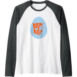 imageTransformers Autobot Egg Happy Easter Raglan Baseball TeeDark Heather GreyWhite