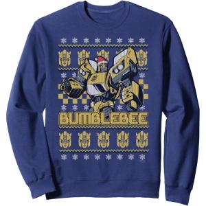 imageTransformers Christmas Bumblebee Ugly Sweater SweatshirtNavy Blue